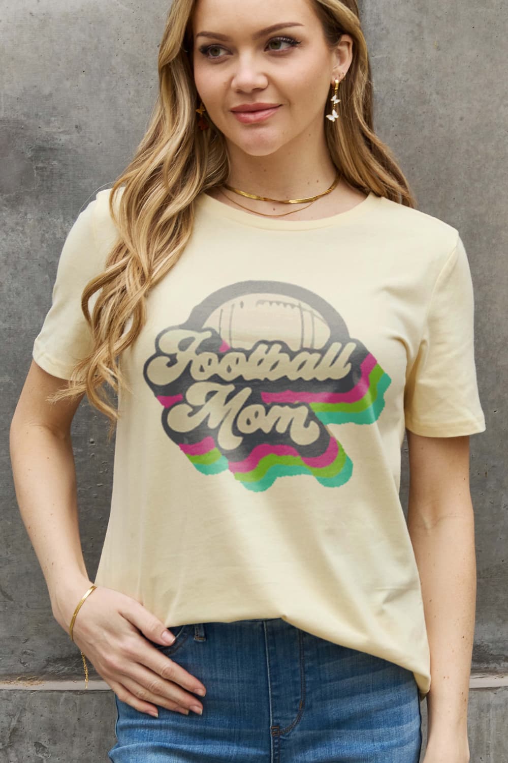 Simply Love Full Size FOOTBALL MOM Graphic Cotton Tee