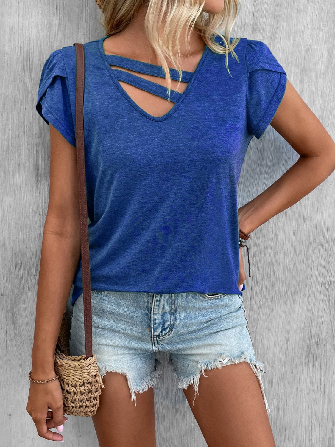 Cutout Petal Sleeve T-Shirt