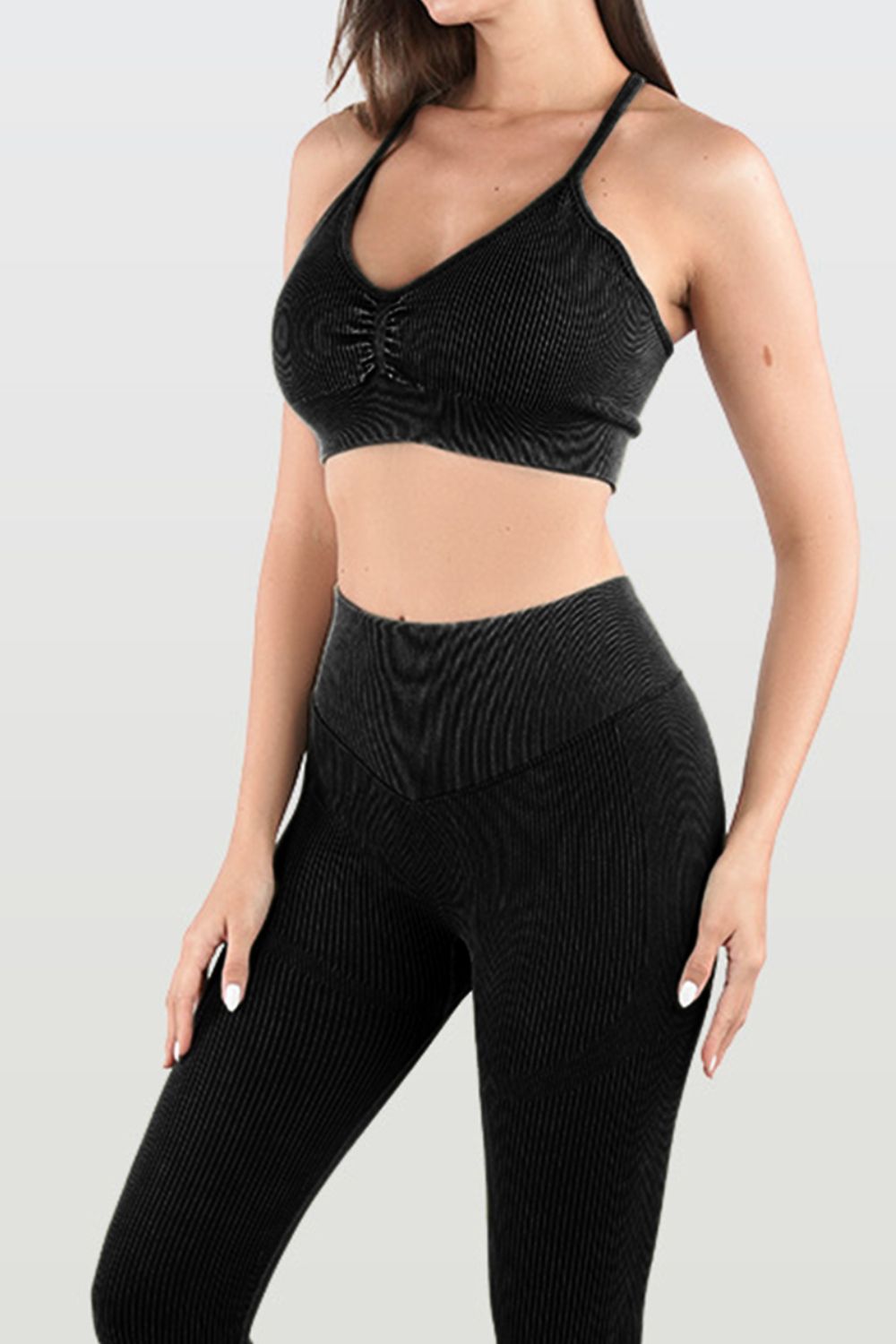 Ruched Spaghetti Strap Top and Pants Active Set