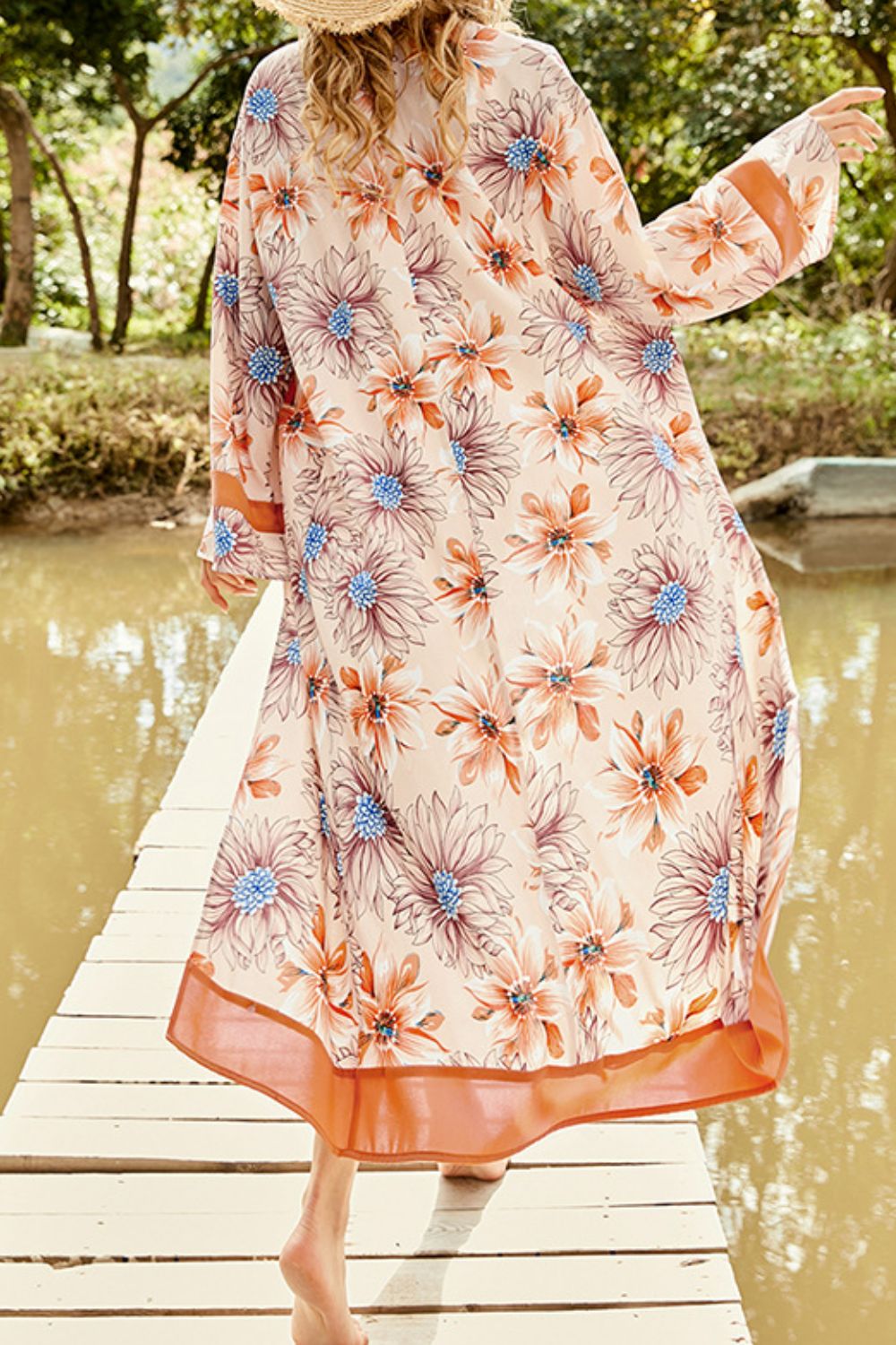 Floral Open Front Duster Cover Up