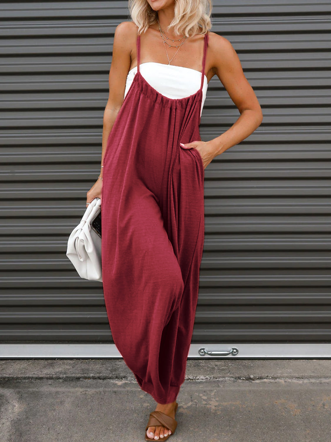 Ruched Spaghetti Strap Jumpsuit