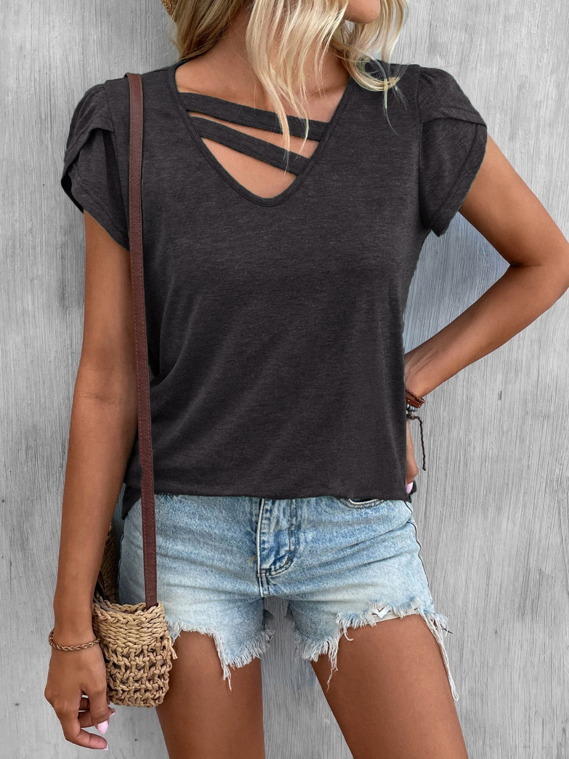 Cutout Petal Sleeve T-Shirt