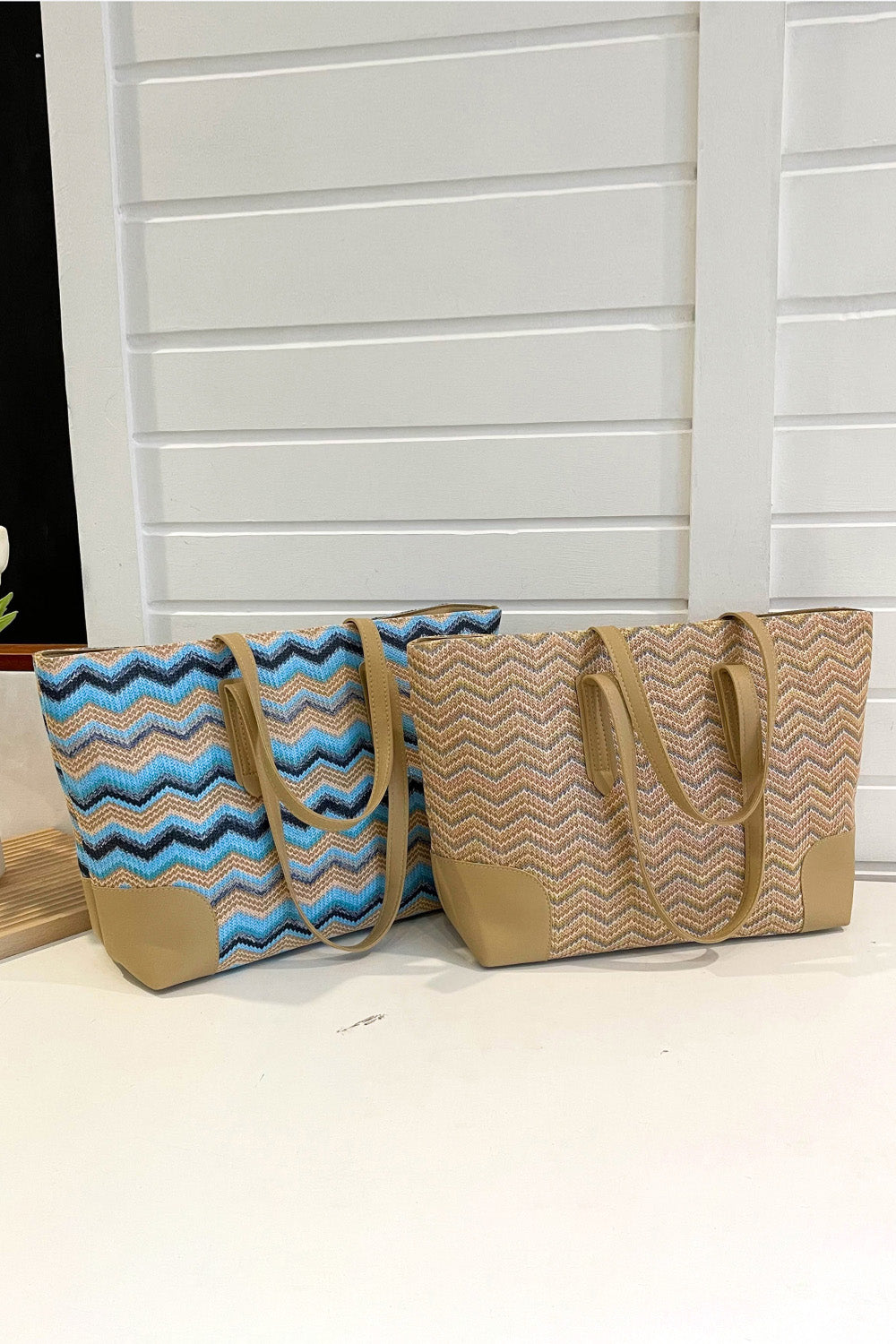 Chevron Straw Tote Bag