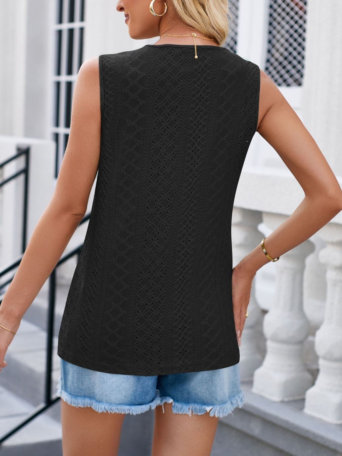 Eyelet V-Neck Tank